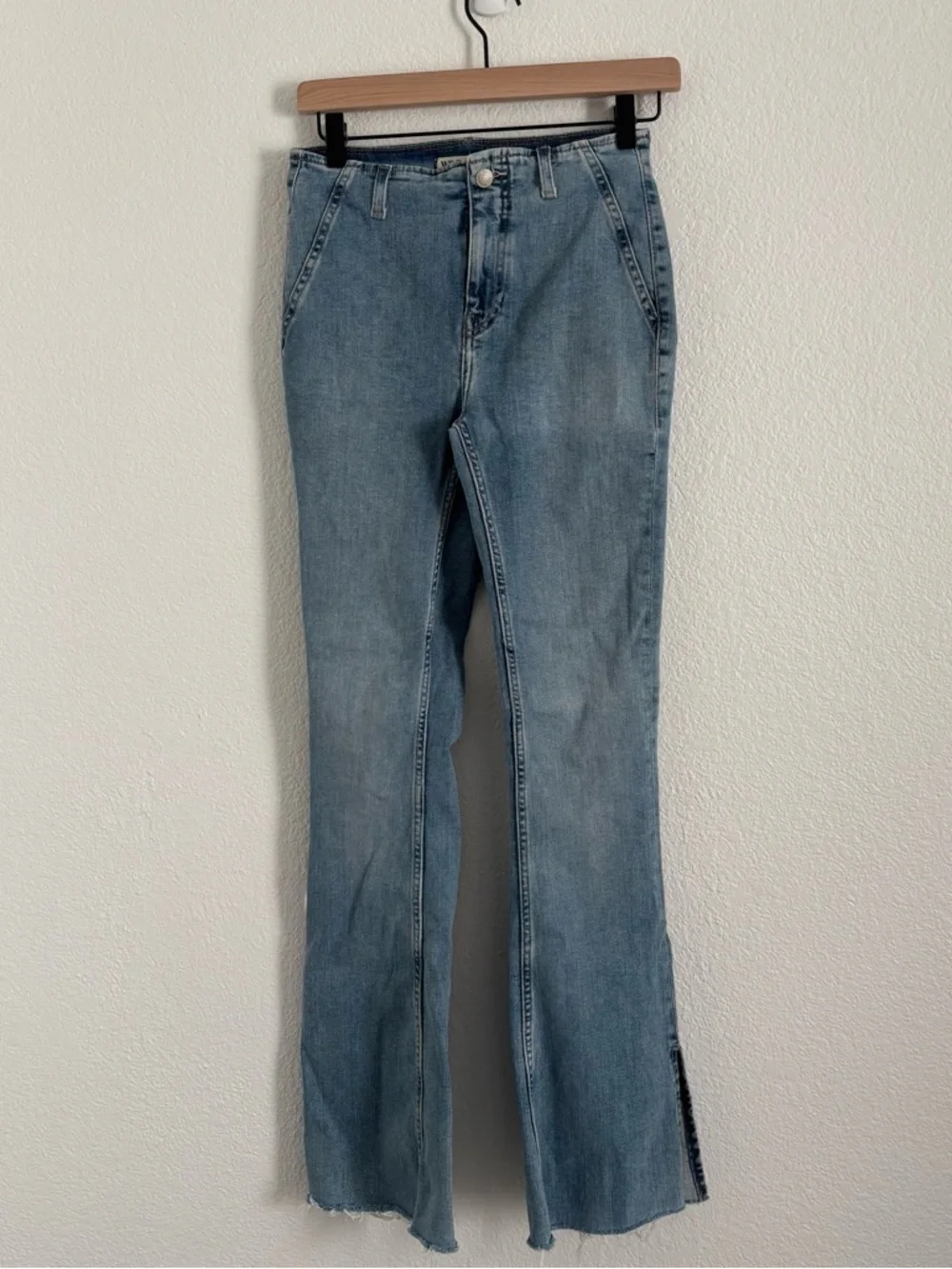 We the Free People Women's Size 26 Blue Level Up Slit Slim Flare Jeans
